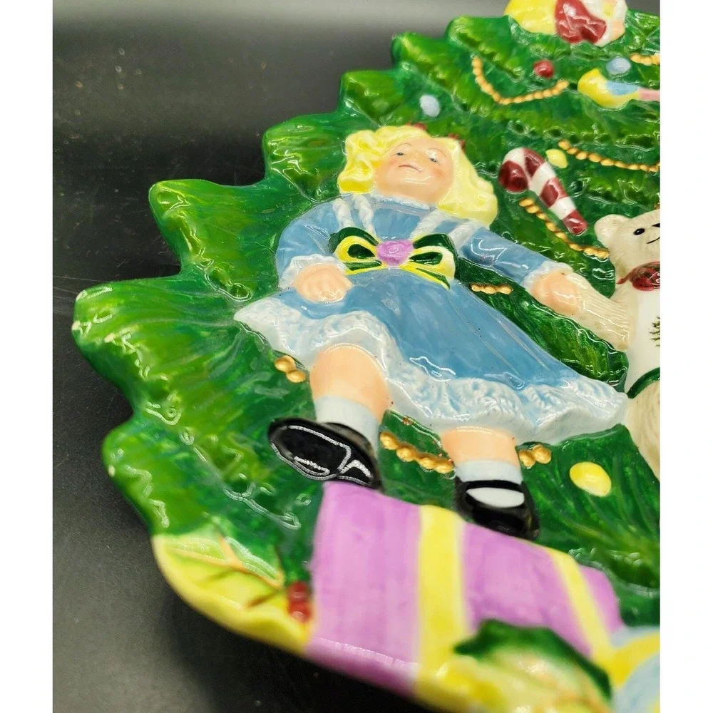Spode Christmas Tree Cookie Plate Toys Around The Tree Presents Doll Bear 11